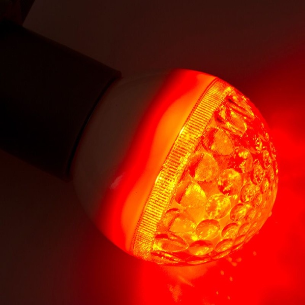 Лампа светодиодная, диаметр 50мм, E27, 9 LED, 1Вт, КРАСНЫЙ, прозрачная колба, 230В NEON-NIGHT