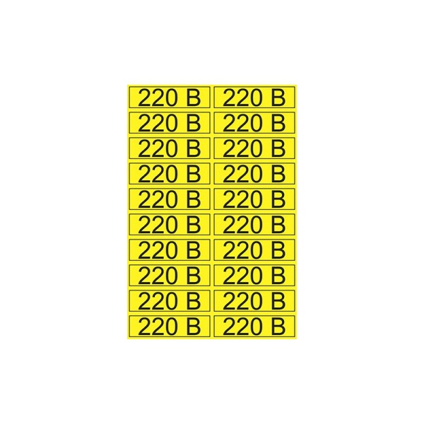 Наклейка знак электробезопасности «220 В» 15х50мм (20 шт. на листе) REXANT