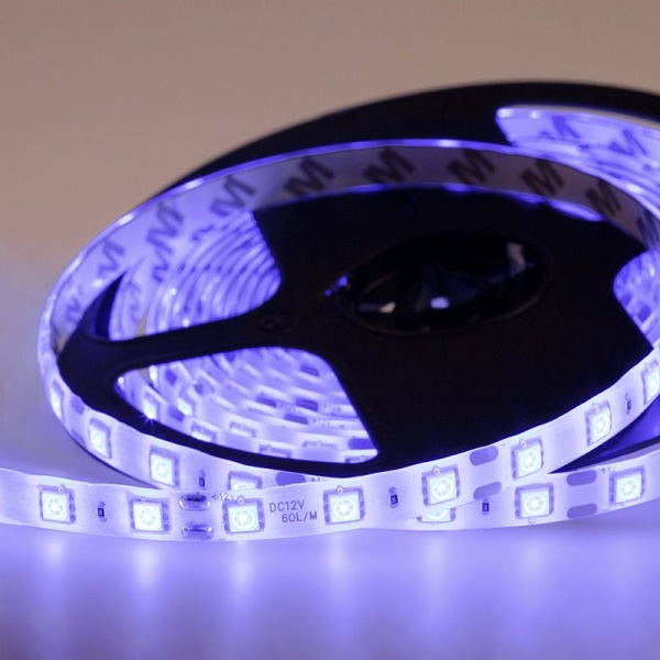 Лента светодиодная 12В, SMD5050, 14,4Вт/м, 60 LED/м, синий, 10мм, 5м, IP65 LAMPER
