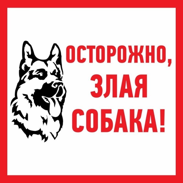 Наклейка информационный знак «Злая собака» 200x200 мм REXANT
