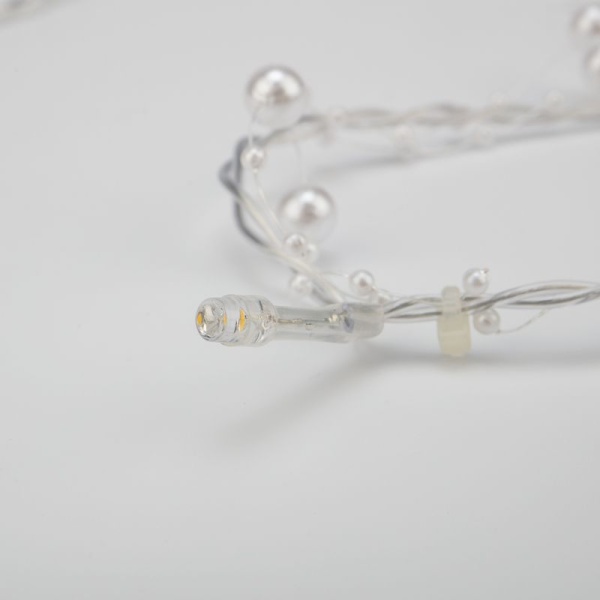 Гирлянда светодиодная Жемчужинки 1,5 м, 10 LED, прозрачный ПВХ, цвет свечения теплый белый, 2 х АА (батарейки не в комплекте) NEON-NIGHT