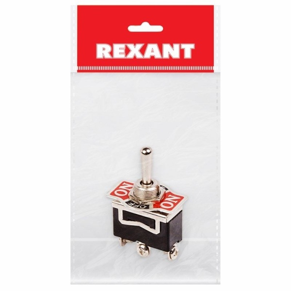 Тумблер 250V 15А (3c) ON-OFF-ON однополюсный  (KN-103)  REXANT Индивидуальная упаковка 1 шт
