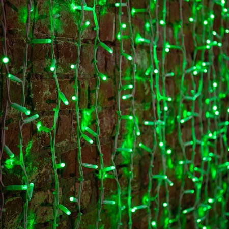 Гирлянда светодиодная Занавес 2х1,5м 360 LED ЗЕЛЕНЫЙ белый КАУЧУК IP67 постоянное свечение 230В блок в комплекте NEON-NIGHT
