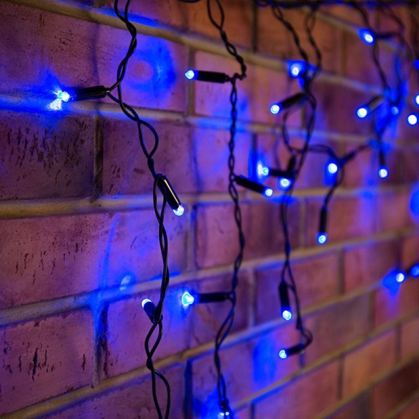Гирлянда светодиодная Бахрома (Айсикл) 4,8х0,6м 176 LED СИНИЙ черный ПВХ IP65 постоянное свечение 230В нужен блок 303-500 NEON-NIGHT