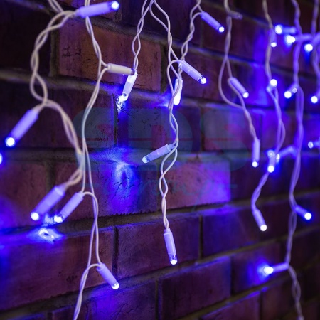 Гирлянда светодиодная Бахрома (Айсикл) 2,4х0,6м 88 LED СИНИЙ белый ПВХ IP65 эффект мерцания 230В нужен блок 303-500-1 NEON-NIGHT