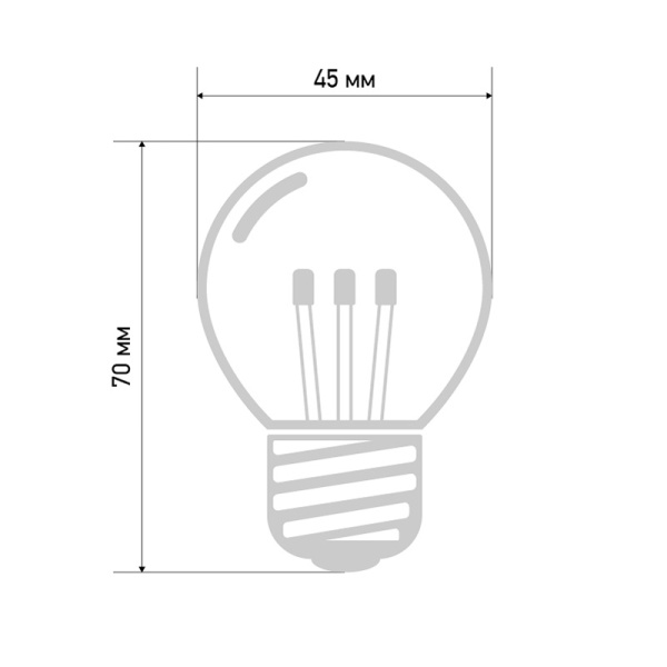 Ретро-лампа светодиодная, диаметр 45мм, E27, 6 LED, 2Вт, СИНИЙ, прозрачная колба, 230В NEON-NIGHT