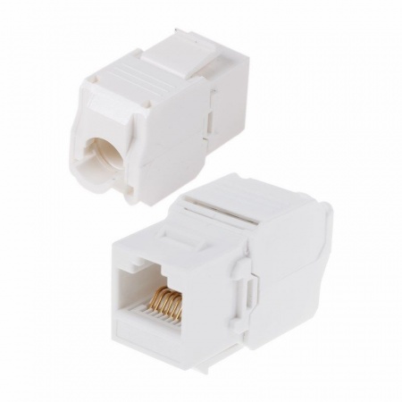 Модуль Keystone Jack RJ-45(8P8C) UTP, CAT 6, тип 180 градусов, самозажимной, белый REXANT