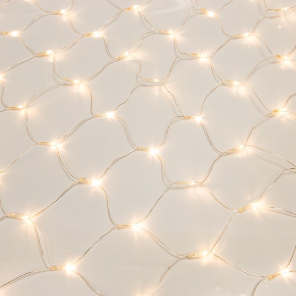 Гирлянда Сеть 1,8х1,5м, прозрачный ПВХ, 180 LED ТЕПЛЫЙ БЕЛЫЙ