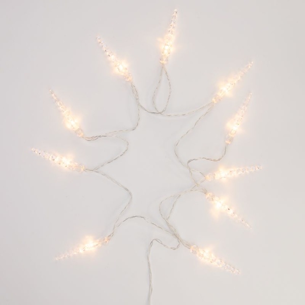 Гирлянда светодиодная Сосульки 1,5 м, 10 LED, прозрачный ПВХ, цвет свечения теплый белый, 2 х АА (батарейки не в комплекте) NEON-NIGHT