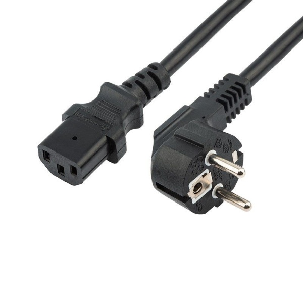 Шнур сетевой, вилка угловая СЕЕ 7/7(Schuko) - разъем IEC 320 C13, кабель 3x0,75 мм², длина 3 метра (PVC пакет) REXANT
