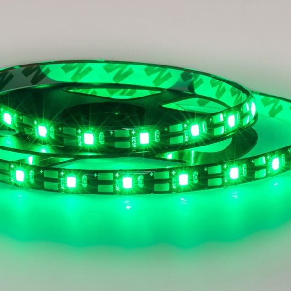 Лента светодиодная 5В, SMD2835, 4,8Вт/м, 60 LED/м, зеленый, 8мм, 1м, с USB коннектором, черная, IP65 LAMPER