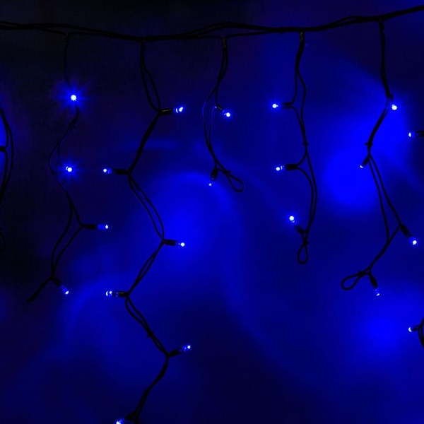 Гирлянда светодиодная Бахрома (Айсикл) 4,0х0,6м 128 LED СИНИЙ черный каучук 2,3мм IP67 постоянное свечение 230В нужен блок 315-000 NEON-NIGHT