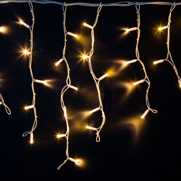 Гирлянда светодиодная Бахрома (Айсикл) 4,0х0,6м 128 LED ТЕПЛЫЙ БЕЛЫЙ белый каучук 3,3мм IP67 постоянное свечение 230В нужен блок 315-001 NEON-NIGHT