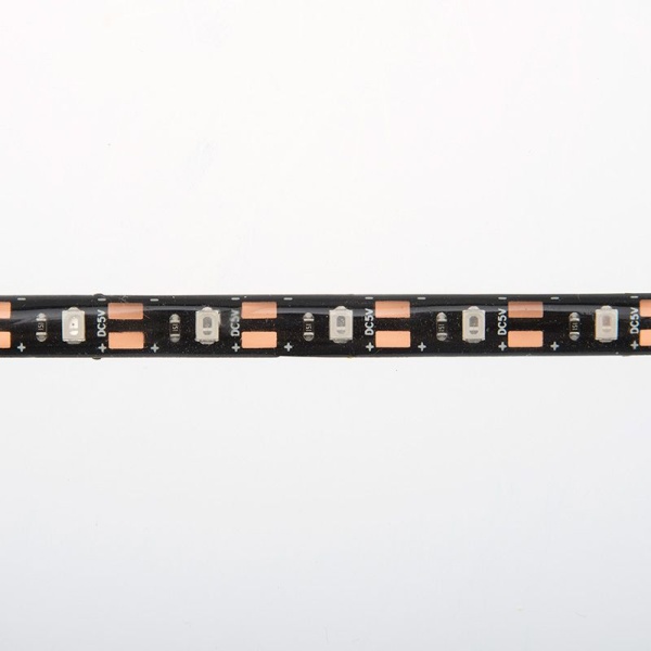 Лента светодиодная 5В, SMD2835, 4,8Вт/м, 60 LED/м, желтый, 8мм, 1м, с USB коннектором, черная, IP65 LAMPER