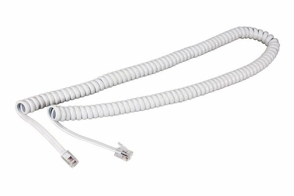 Шнур для телефонной трубки, витой RJ-10 (4P-4C), 7м, белый REXANT