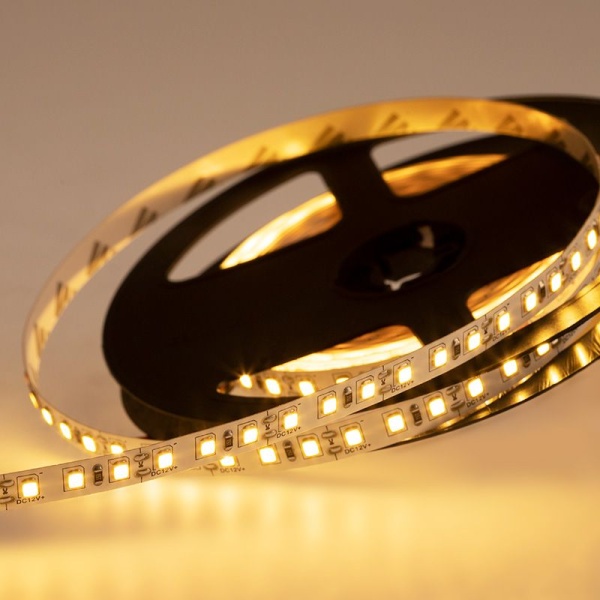 Лента светодиодная 12В, SMD2835, 9,6Вт/м, 120 LED/м, 3000K, 8мм, 5м, IP20 LAMPER
