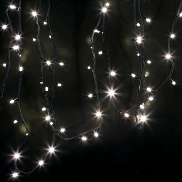Гирлянда светодиодная Нить 20м 200 LED ТЕПЛЫЙ БЕЛЫЙ черный ПВХ IP65 постоянное свечение 24В соединяется NEON-NIGHT трансформатор в комплекте