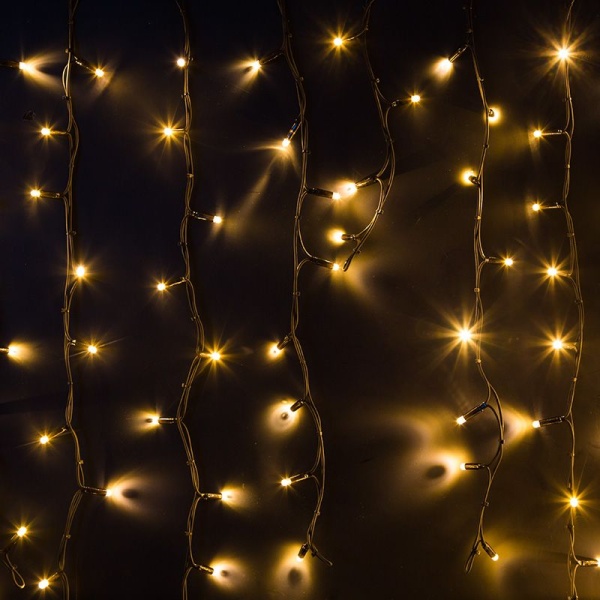 Гирлянда светодиодная Бахрома (Айсикл) 6,0х1,5м 480 LED ТЕПЛЫЙ БЕЛЫЙ черный каучук 3,3мм IP67 постоянное свечение 230В нужен блок 315-000 NEON-NIGHT