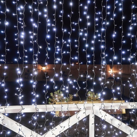 Гирлянда светодиодная Занавес 2х3м 760 LED БЕЛЫЙ черный КАУЧУК IP67 постоянное свечение 230В блок в комплекте NEON-NIGHT