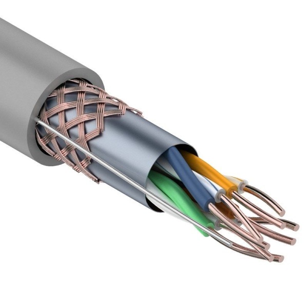 Кабель витая пара SF/UTP, CAT 5e, PVC, 4PR, 24AWG, INDOOR, SOLID, серый, 305м, REXANT