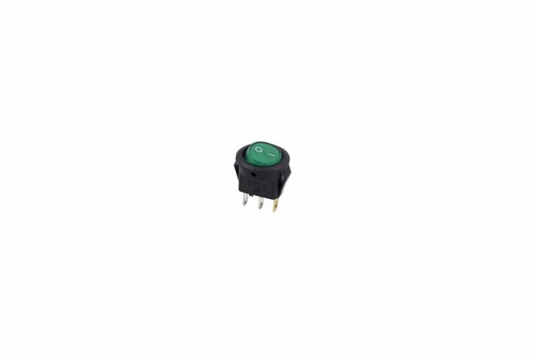 Выключатель клавишный круглый 250В 3А (3с) ON-OFF зеленый с подсветкой Micro REXANT