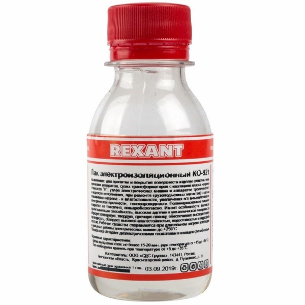 Лак электроизоляционный, KO-921, 100мл, флакон REXANT