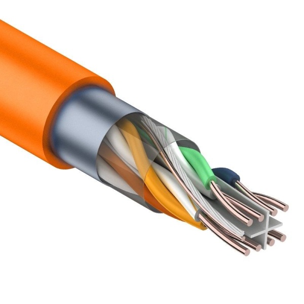 Кабель витая пара F/UTP, CAT 6, ZH нг(А)-HF, 4PR, 23AWG, INDOOR, SOLID, оранжевый, 305 м, REXANT