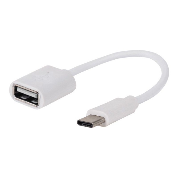 Кабель USB OTG, шт. Type-C – гн. USB-А, 2,4A, 0,15м, ПВХ, белый REXANT