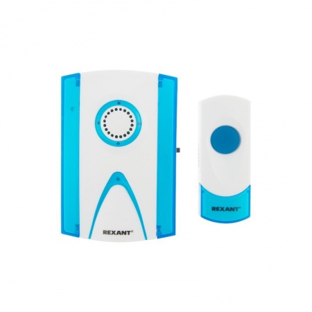 Беспроводной дверной звонок RX-3 32 мелодии 100м кнопка IP44 (белый/синий) REXANT