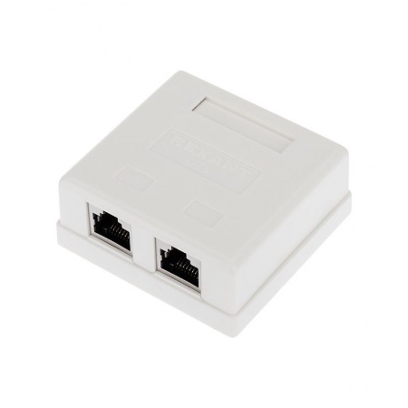 Розетка компьютерная внешняя, 2-порта RJ-45 (8P8C), STP, CAT 6 REXANT