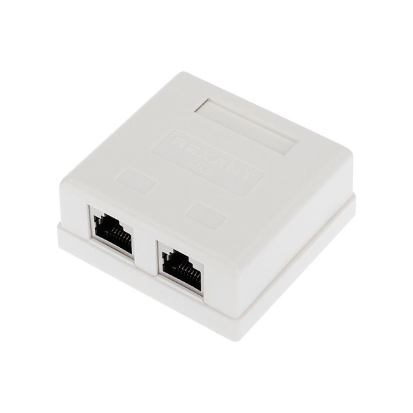 Розетка компьютерная внешняя, 2-порта RJ-45 (8P8C), STP, CAT 6 REXANT