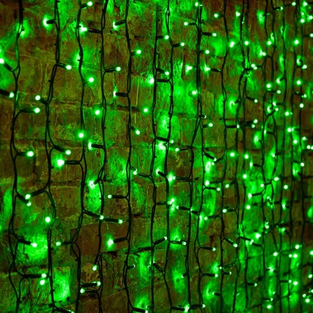 Гирлянда светодиодная Занавес 2х1,5м 360 LED ЗЕЛЕНЫЙ черный КАУЧУК IP67 постоянное свечение 230В блок в комплекте NEON-NIGHT