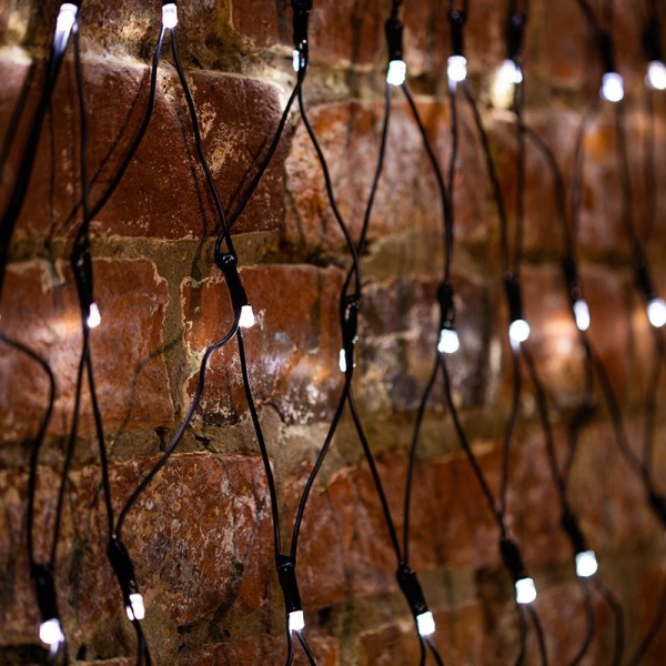 Гирлянда светодиодная Сеть треугольная 1,5х2х2м 136 LED БЕЛЫЙ черный ПВХ IP65 свечение с динамикой 230В блок в комплекте NEON-NIGHT
