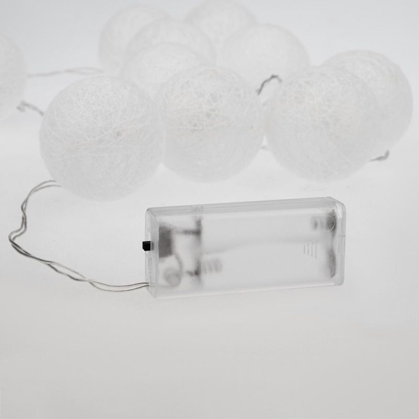 Тайские фонарики Пломбир 1.5 м, 10 LED, прозрачный ПВХ, цвет свечения теплый белый, 2 х АА (батарейки не в комплекте) NEON-NIGHT