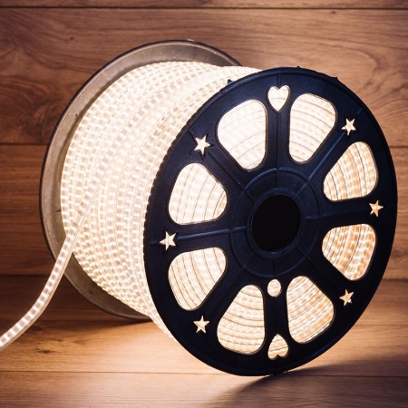 Лента светодиодная 220В, SMD3014, 240 LED/м, Теплый белый, 6,5x15мм, 100м, кабель питания в комплекте, IP67 NEON-NIGHT