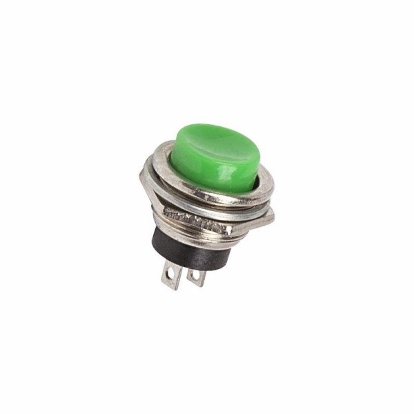 Выключатель-кнопка металл 250V 2А (2с) OFF-(ON) Ø16.2 зеленая (RWD-306) REXANT