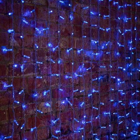 Гирлянда светодиодная Занавес 2х3м 448 LED СИНИЙ прозрачный ПВХ IP65 постоянное свечение 230В нужен блок 303-500-1 NEON-NIGHT