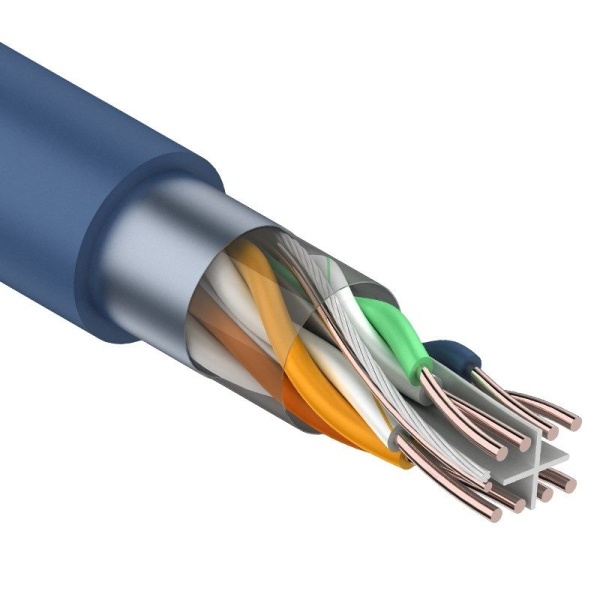 Кабель витая пара омедненный F/UTP, CCA, CAT 6, PVC, 4PR, 23AWG, INDOOR, SOLID, серый, 305м PROconnect