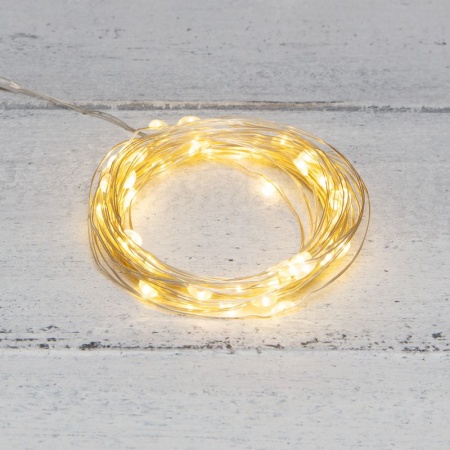 Гирлянда светодиодная Роса 5 м, 50LED, ТЕПЛЫЙ БЕЛЫЙ, IP20, USB NEON-NIGHT